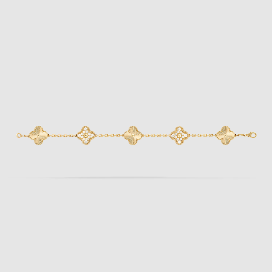 Vintage Alhambra Bracelet, 5 Clover Lucky Patterns