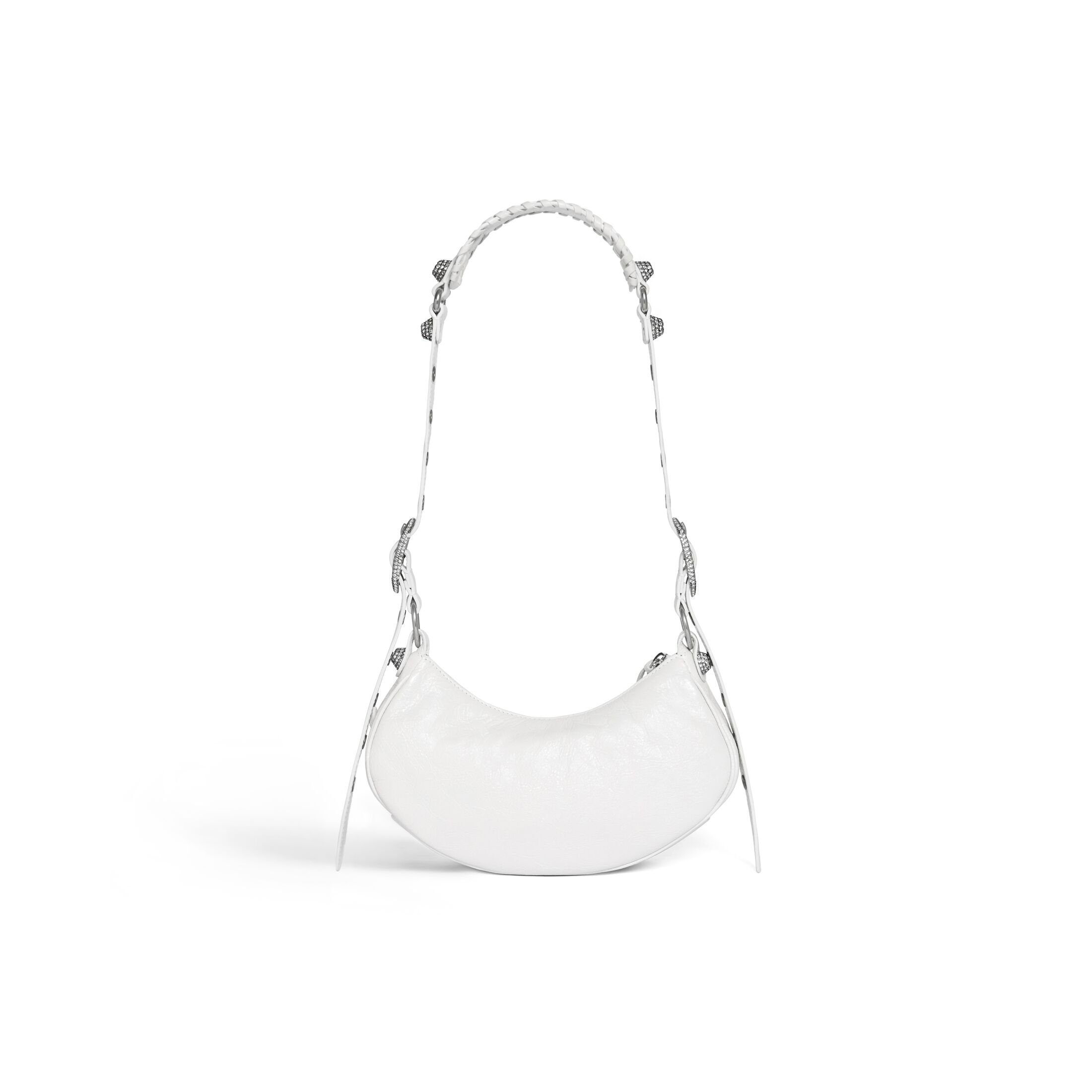 WOMEN'S LE CAGOLE XS SHOULDER BAG WITH RHINESTONES IN WHITE
