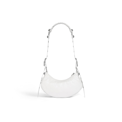 WOMEN'S LE CAGOLE XS SHOULDER BAG WITH RHINESTONES IN WHITE