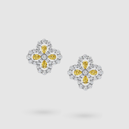 Diamond Loop Full Motif Yellow Sapphire and Diamond Earrings