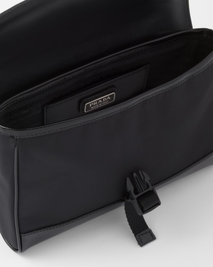 Re-Nylon and leather shoulder bag