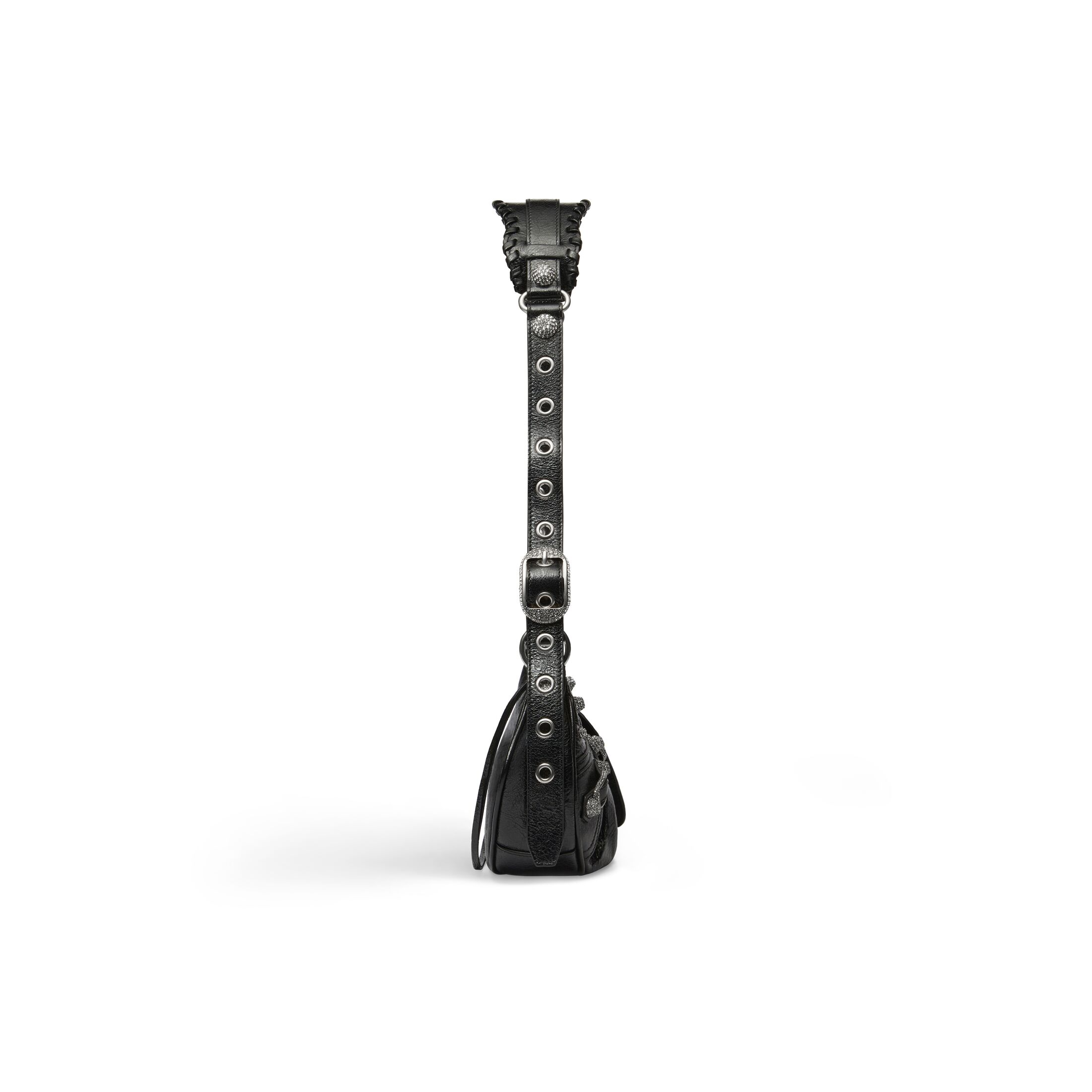 WOMEN'S LE CAGOLE XS SHOULDER BAG WITH RHINESTONES IN BLACK