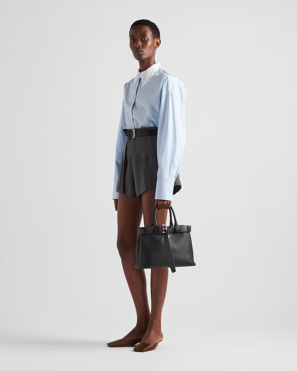 Prada Buckle medium leather handbag with belt