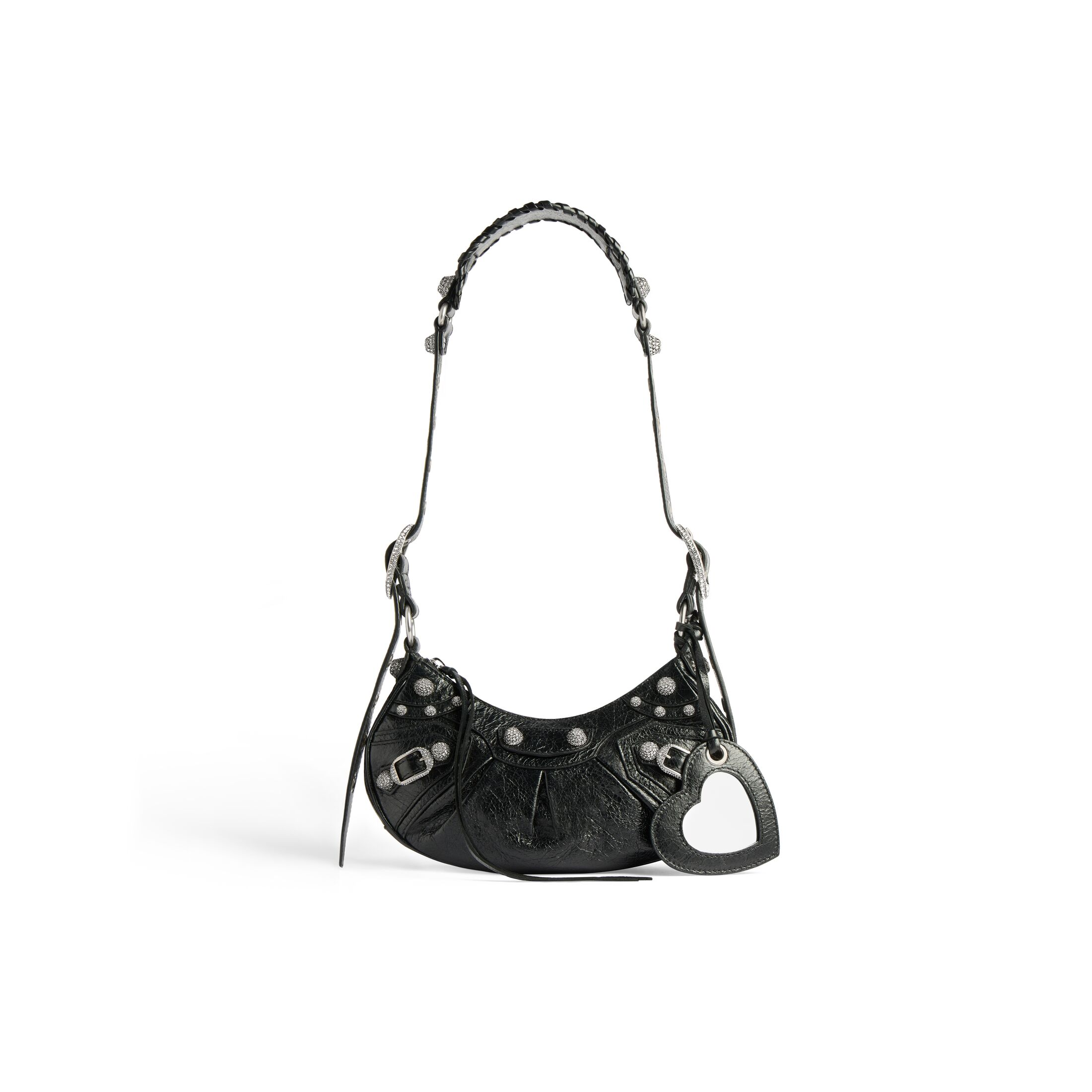 WOMEN'S LE CAGOLE XS SHOULDER BAG WITH RHINESTONES IN BLACK