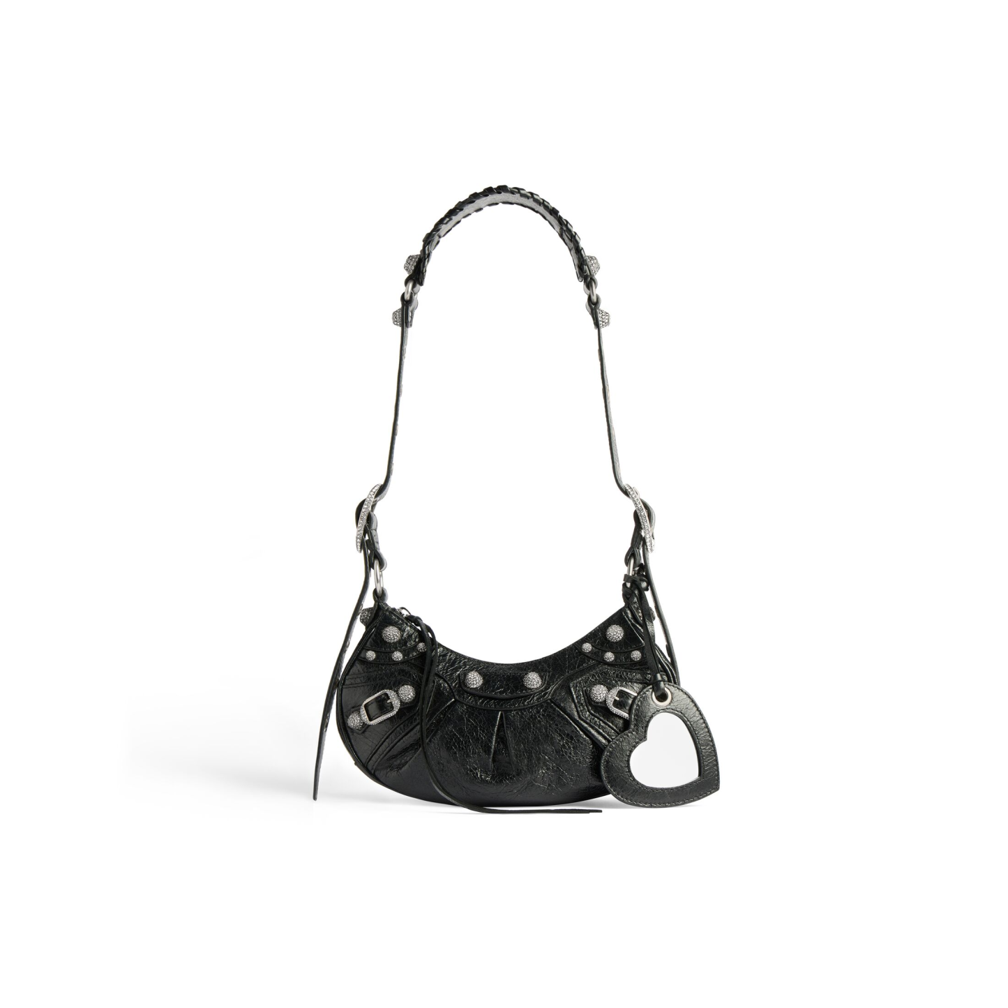 WOMEN'S LE CAGOLE XS SHOULDER BAG WITH RHINESTONES IN BLACK