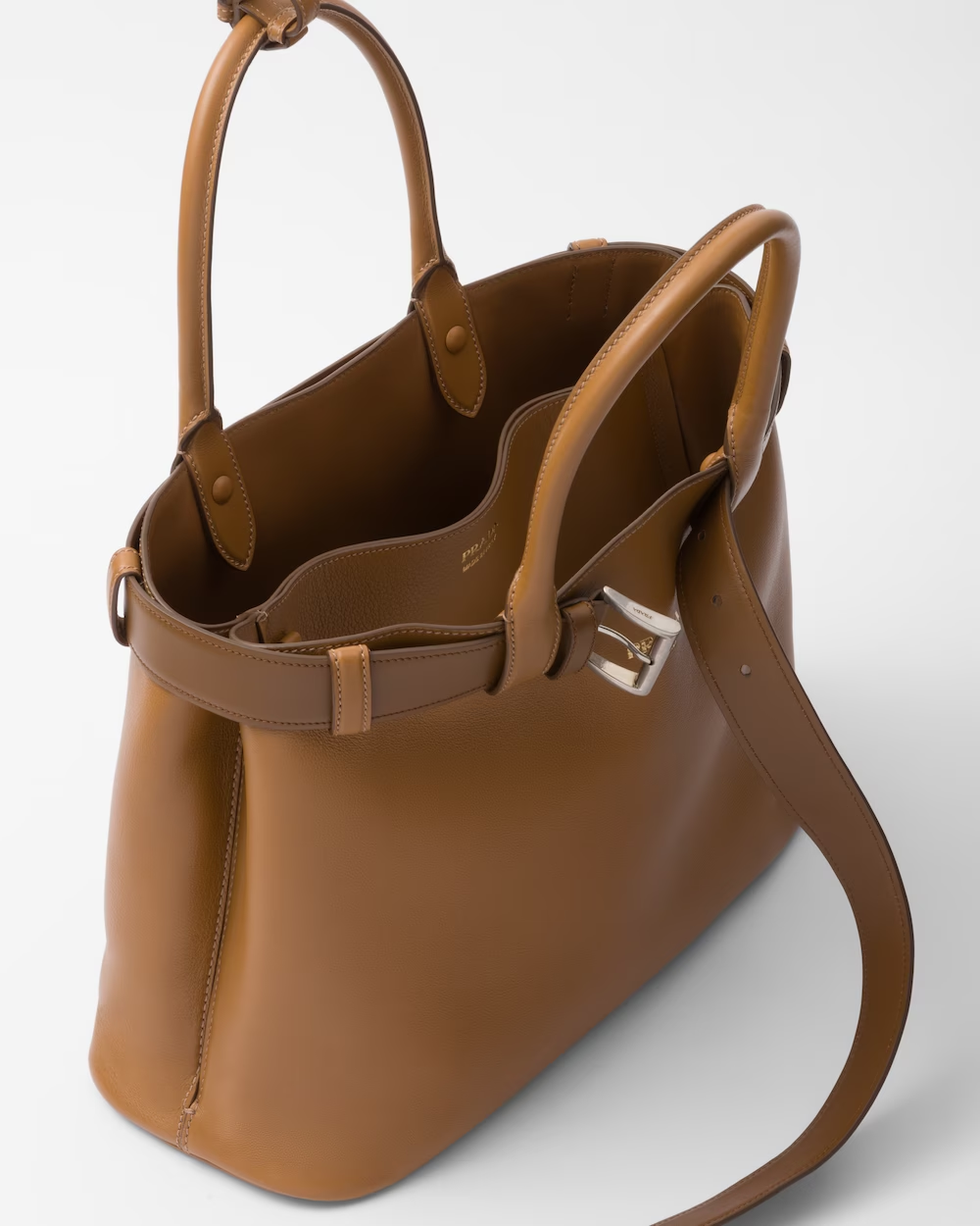 Prada Buckle large leather handbag with belt