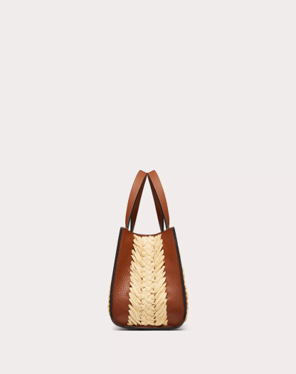 VLOGO SIGNATURE RAFFIA SMALL HANDBAG