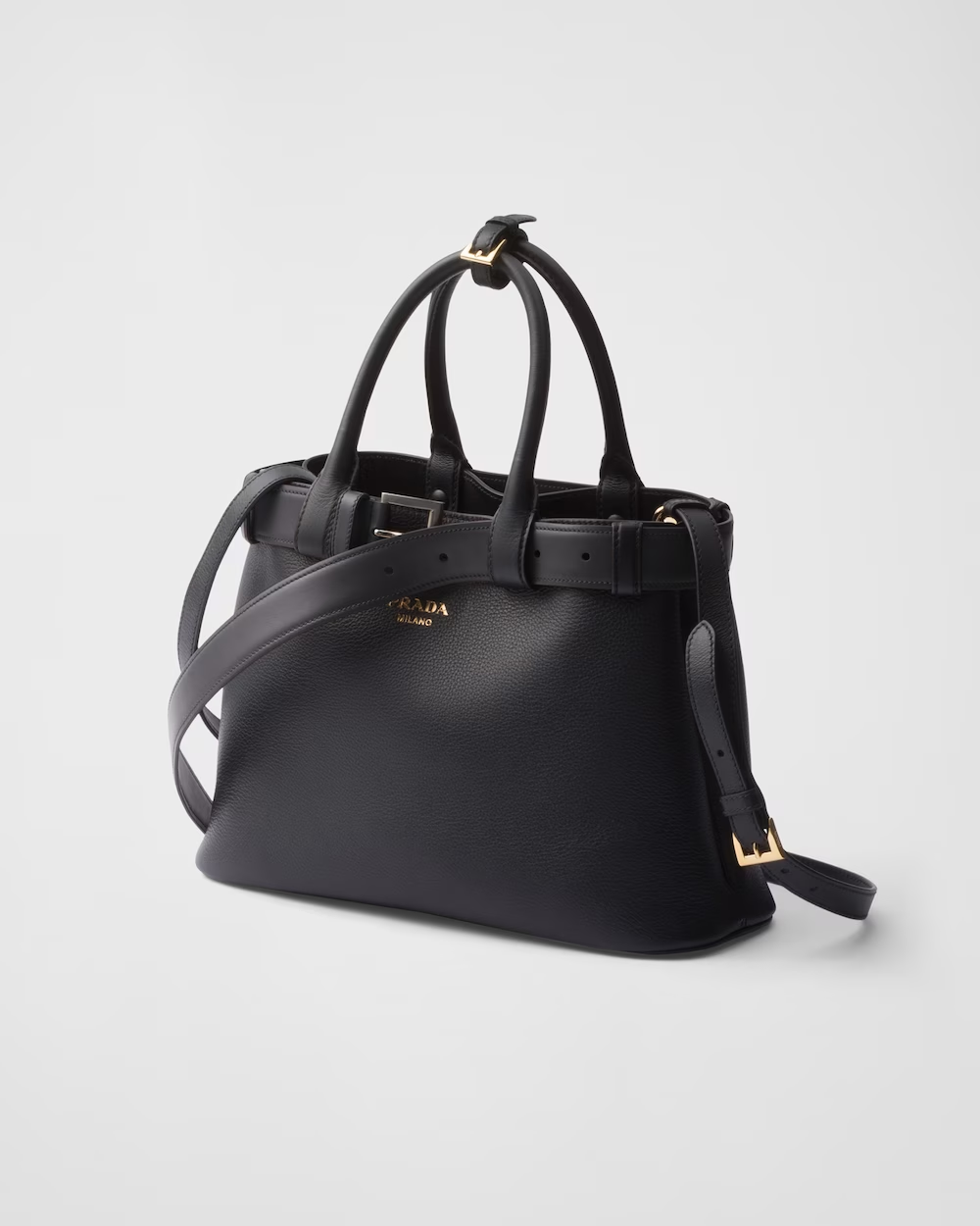 Prada Buckle medium leather handbag with belt