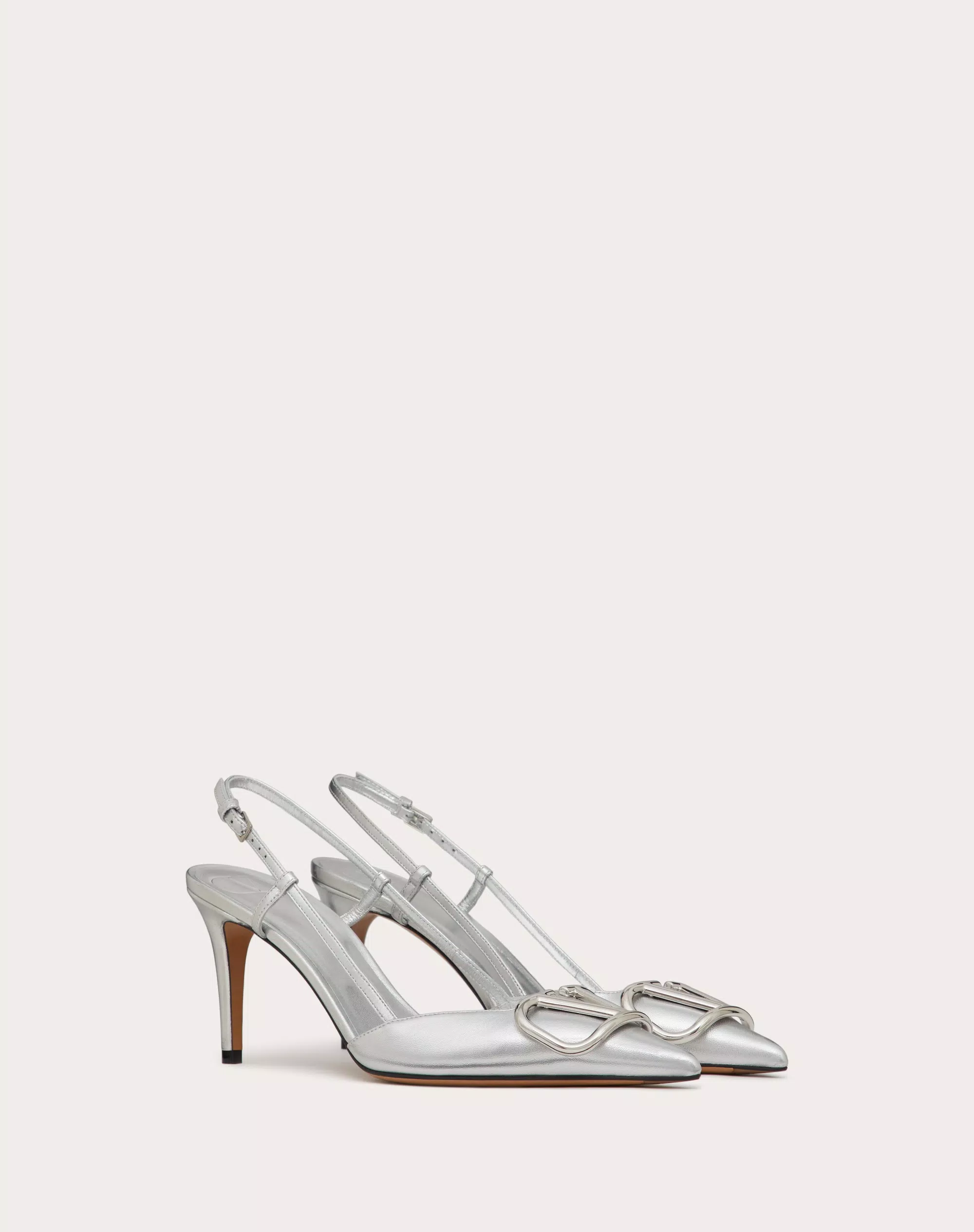 VLOGO SIGNATURE SLINGBACK PUMP IN LAMINATED NAPPA LEATHER 80MM
