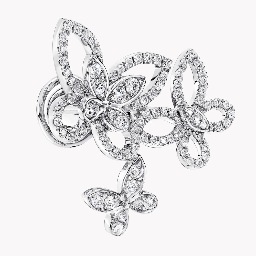 Triple Butterfly Silhouette Diamond Earrings