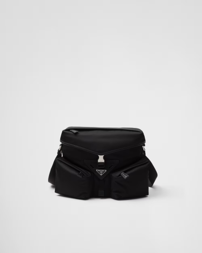 Re-Nylon and leather shoulder bag