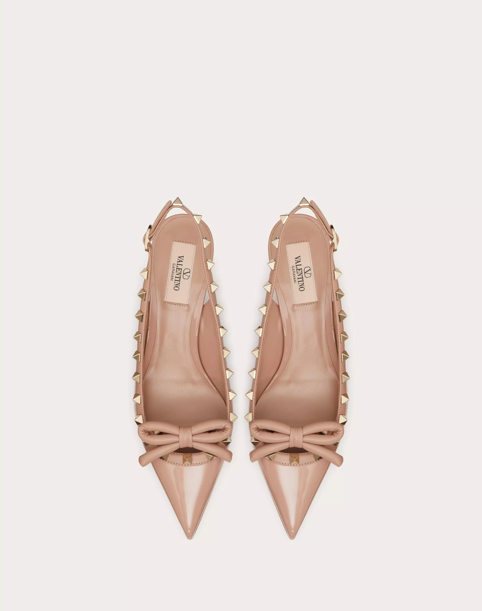 ROCKSTUD BOW SLINGBACK PATENT LEATHER PUMP 60MM