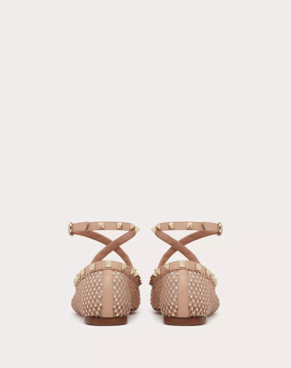 ROCKSTUD MESH BALLERINA WITH CRYSTALS