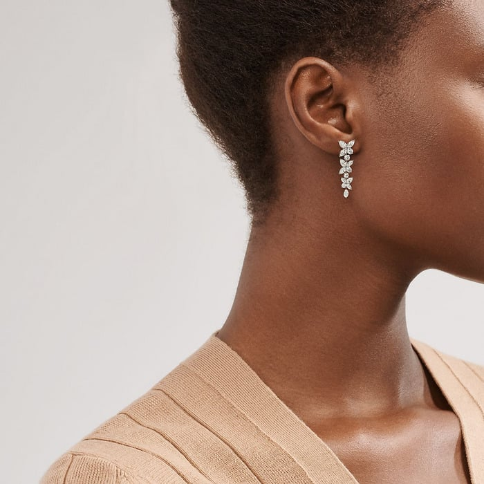 Mixed Cluster Drop Earrings