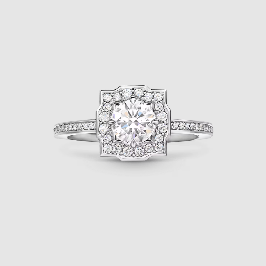 Belle Round Brilliant Diamond Micropavé Engagement Ring
