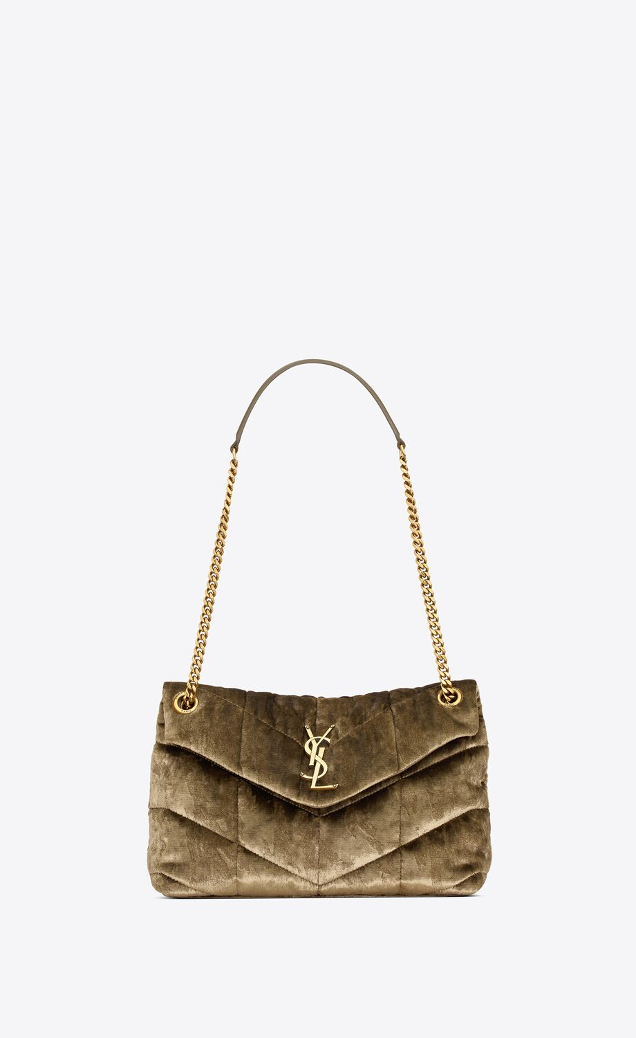 SMALL PUFFER IN QUILTED SHINY VELVET