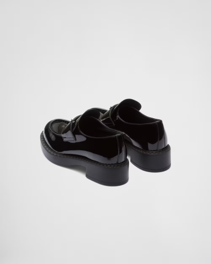 Chocolate patent leather loafers