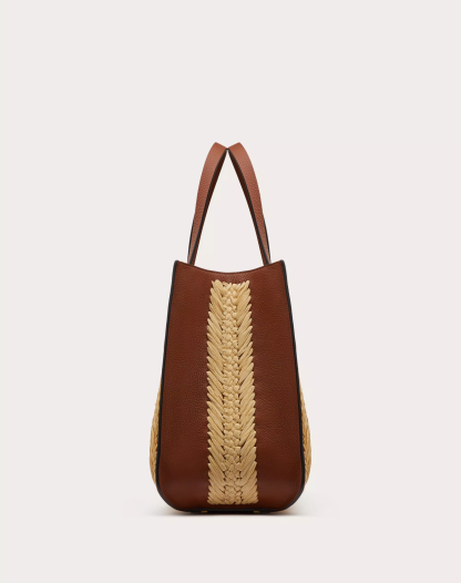VLOGO SIGNATURE RAFFIA HANDBAG