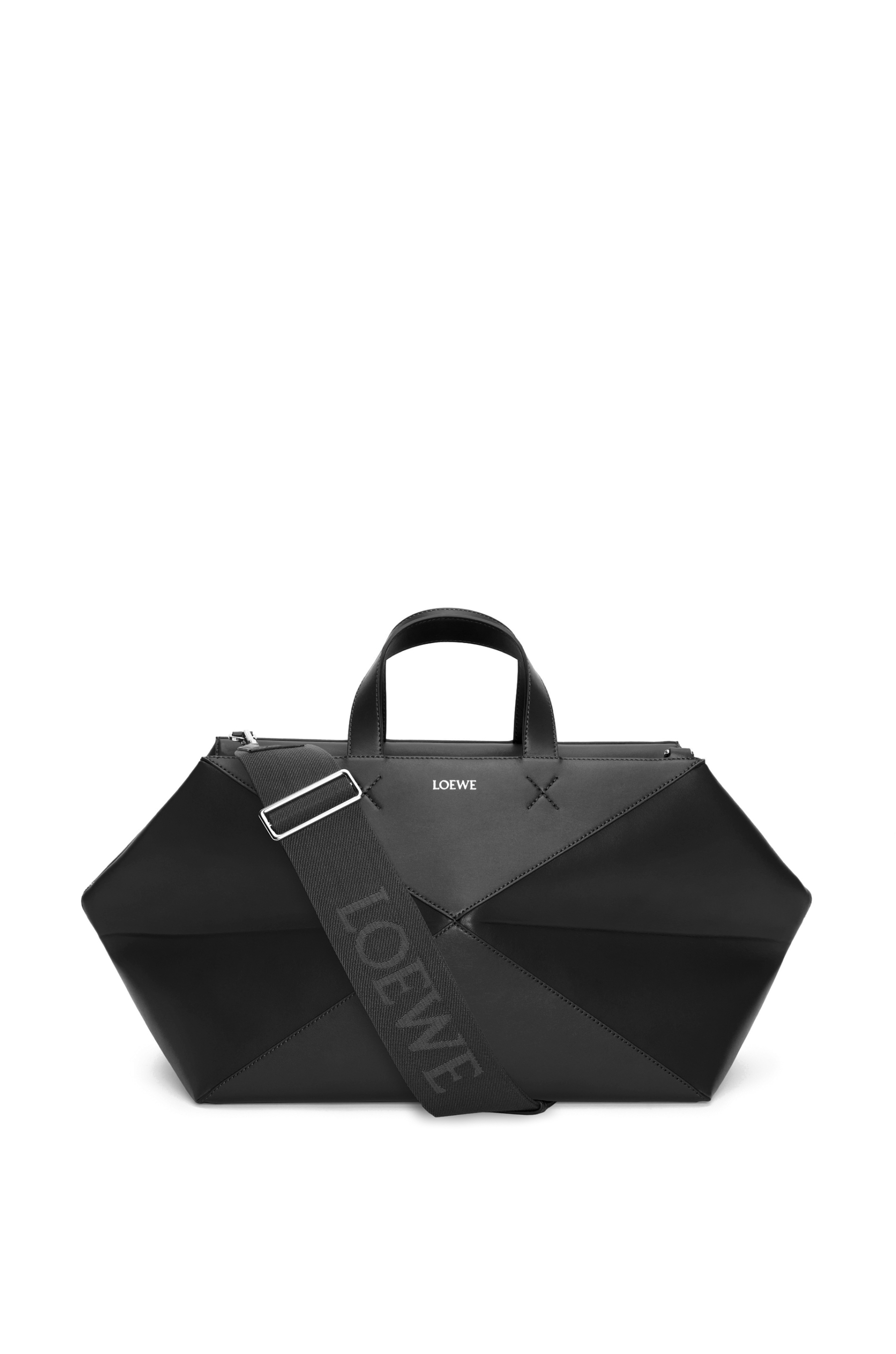 Medium Puzzle Fold duffle in shiny calfskin