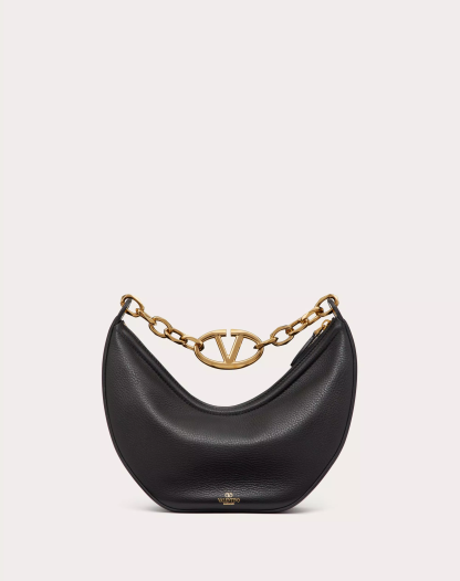 SMALL VLOGO MOON HOBO BAG IN LEATHER WITH CHAIN