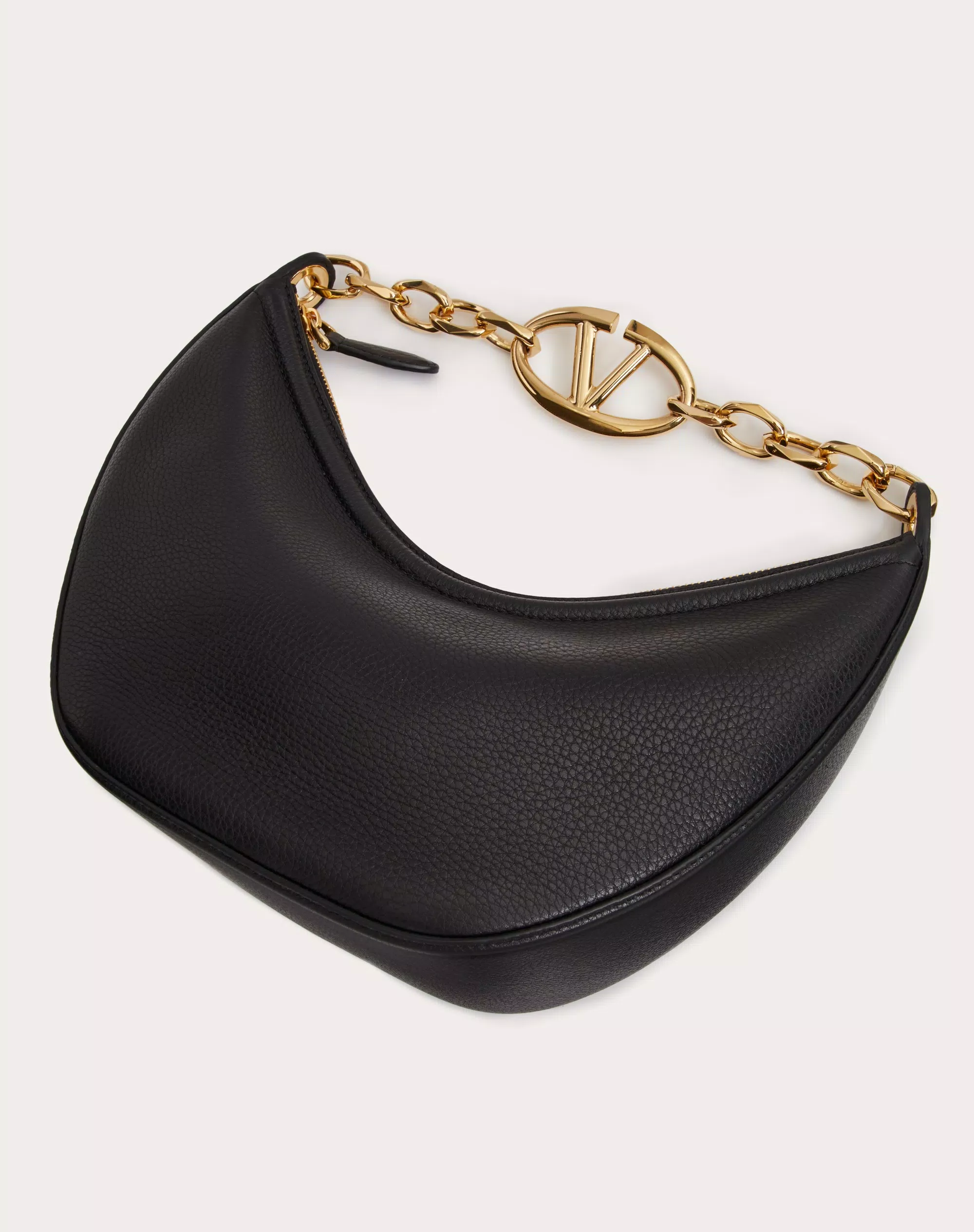 SMALL VLOGO MOON HOBO BAG IN LEATHER WITH CHAIN