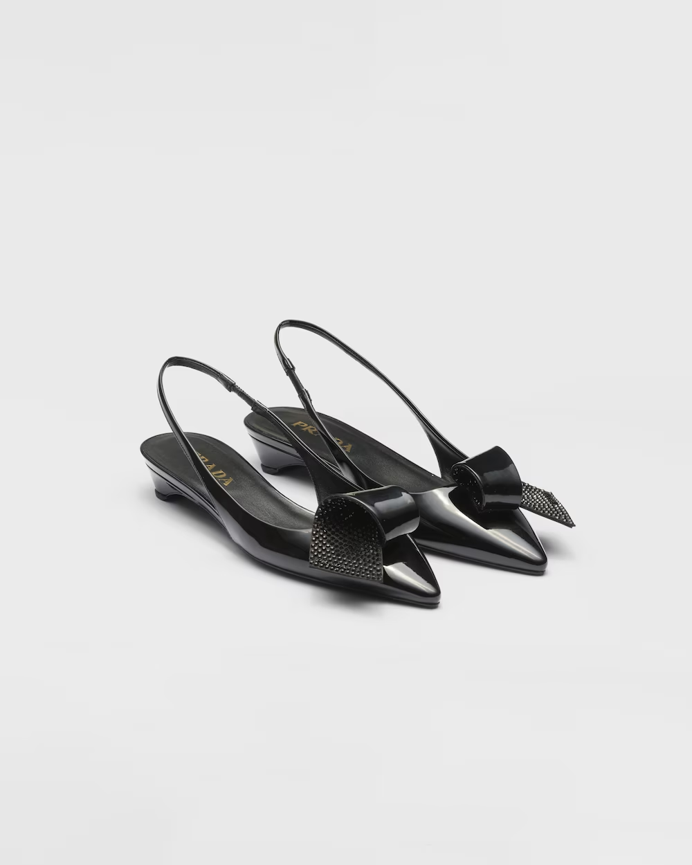 Patent leather slingback pumps