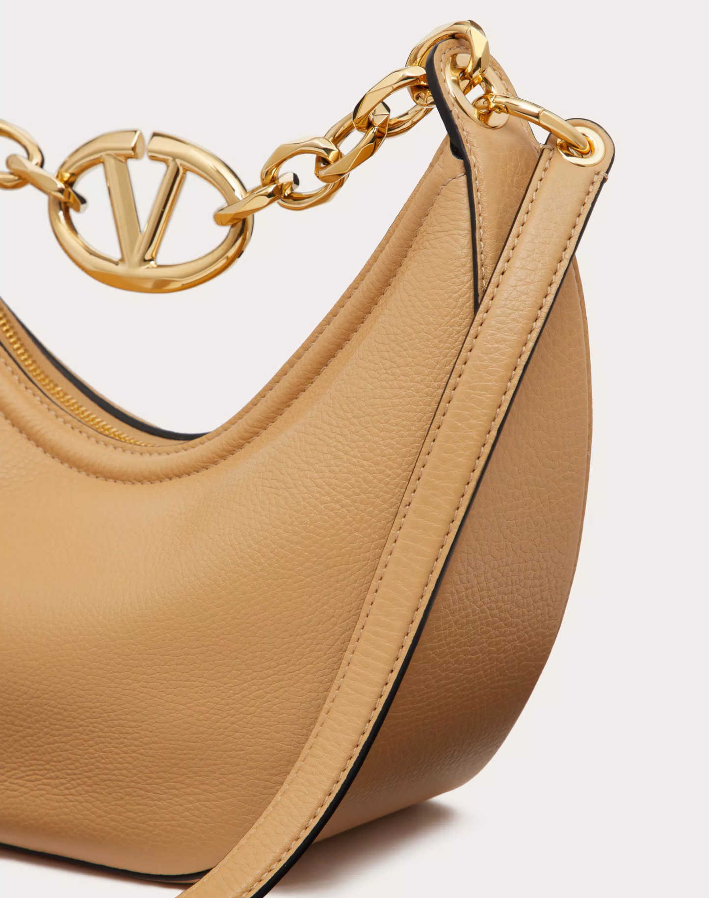 SMALL VLOGO MOON HOBO BAG IN LEATHER WITH CHAIN