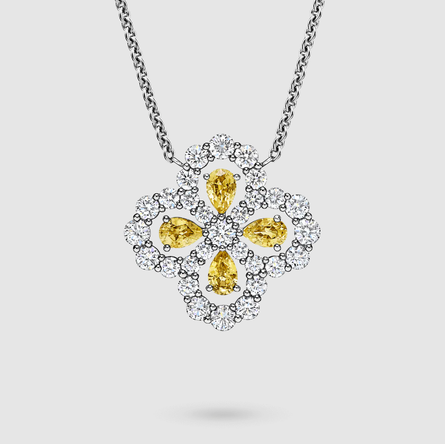 Diamond Loop Full Motif Yellow Sapphire and Diamond Pendant