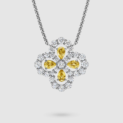 Diamond Loop Full Motif Yellow Sapphire and Diamond Pendant