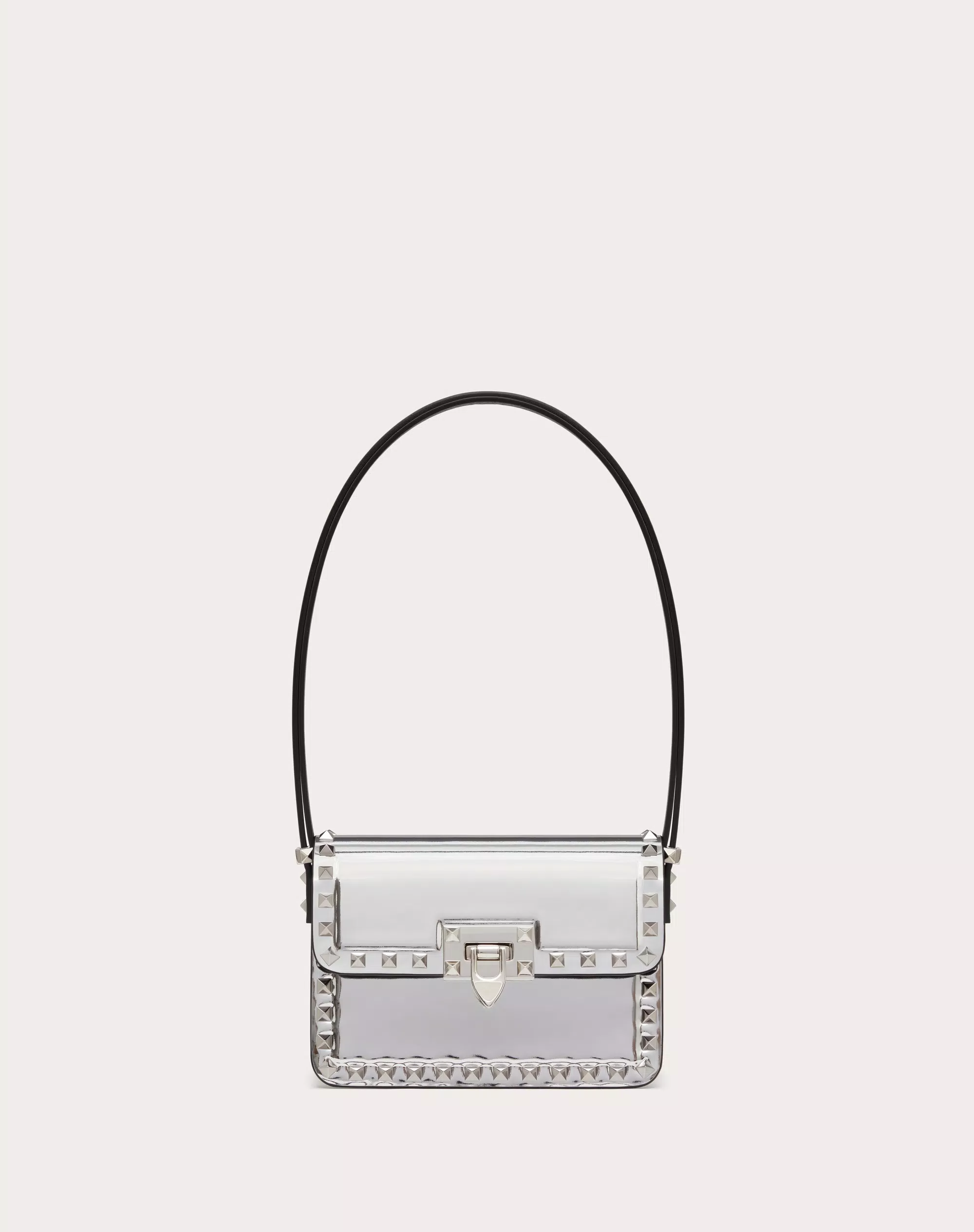 SMALL ROCKSTUD23 MIRROR-EFFECT CALFSKIN SHOULDER BAG