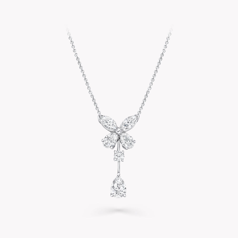 Classic Butterfly Pear Shape Diamond Drop Pendant