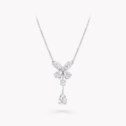 Classic Butterfly Pear Shape Diamond Drop Pendant