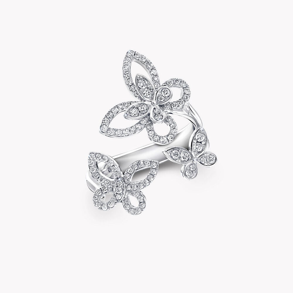 Triple Butterfly Silhouette Diamond Ring