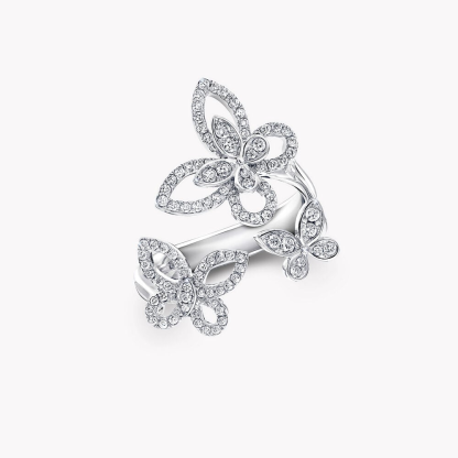 Triple Butterfly Silhouette Diamond Ring