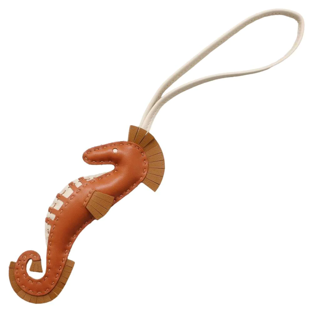 HERMES Ipo Bag Charm Gold/Craie/Kraft Lambskin