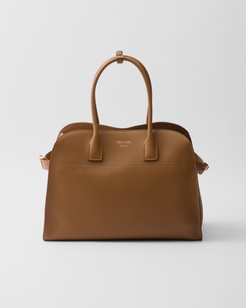 Large leather tote bag with buckles