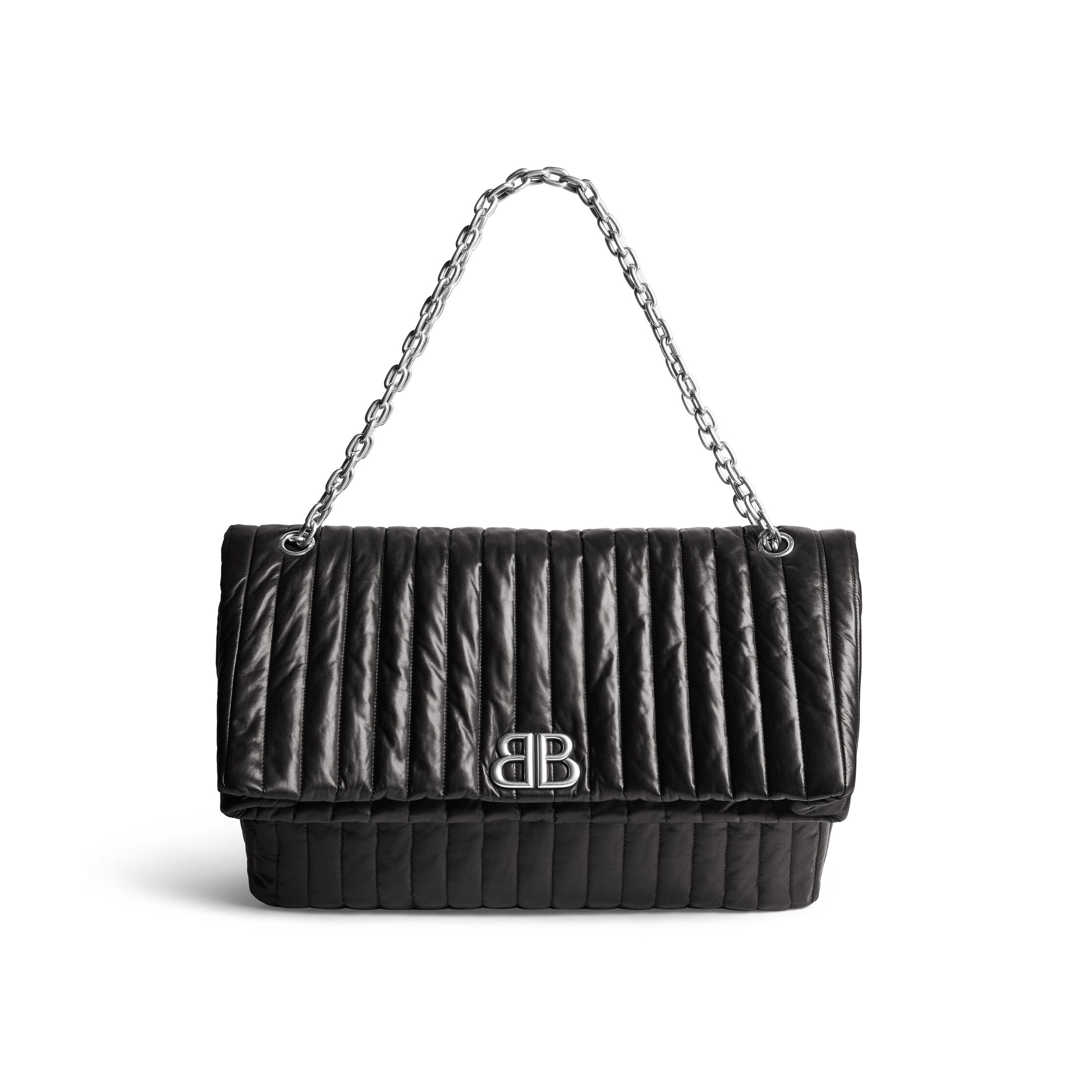 WOMEN'S MONACO LARGE CHAIN BAG QUILTED IN BLACK