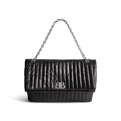 WOMEN'S MONACO LARGE CHAIN BAG QUILTED IN BLACK