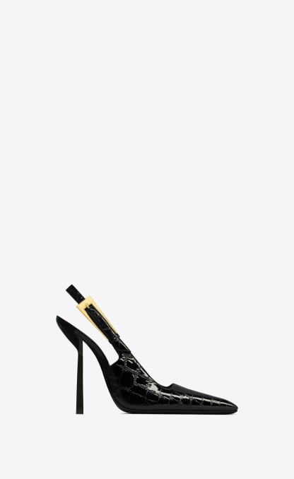 LEE SLINGBACK PUMPS IN CROCODILE-EMBOSSED LEATHER