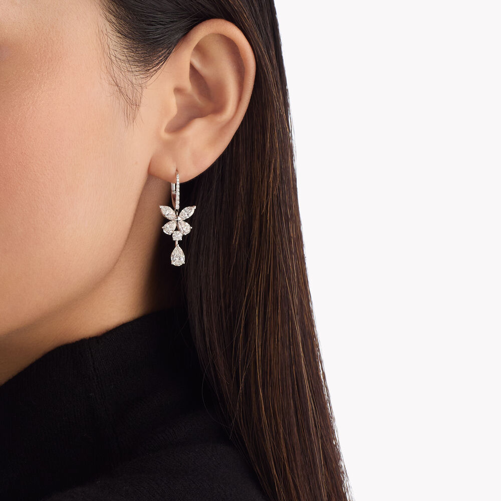 Classic Butterfly Pear Shape Diamond Drop Earrings