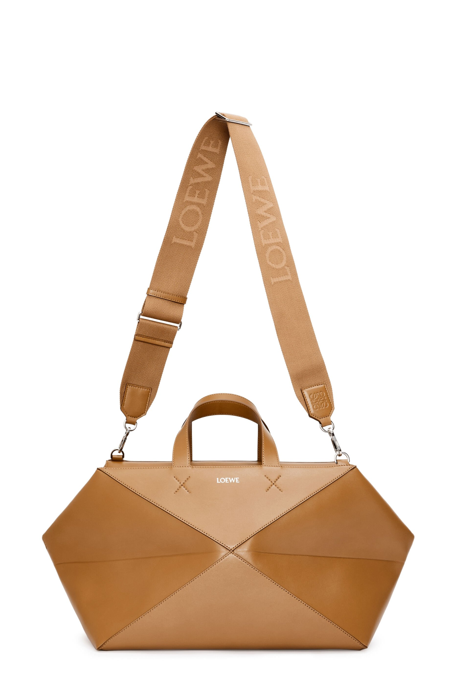 Medium Puzzle Fold duffle in shiny calfskin