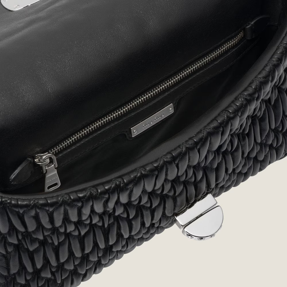 Miu Miu Iconic Crystal Cloqué Nappa leather bag