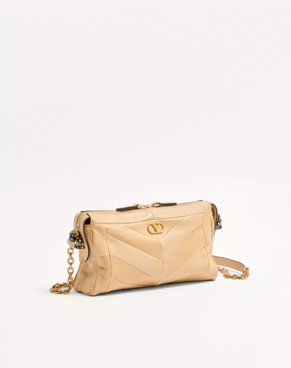 Valentino Garavani Panthea Small Shoulder Bag In Nappa Leather With A Chevron Pattern