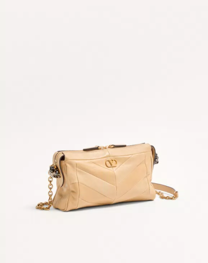 Valentino Garavani Panthea Small Shoulder Bag In Nappa Leather With A Chevron Pattern