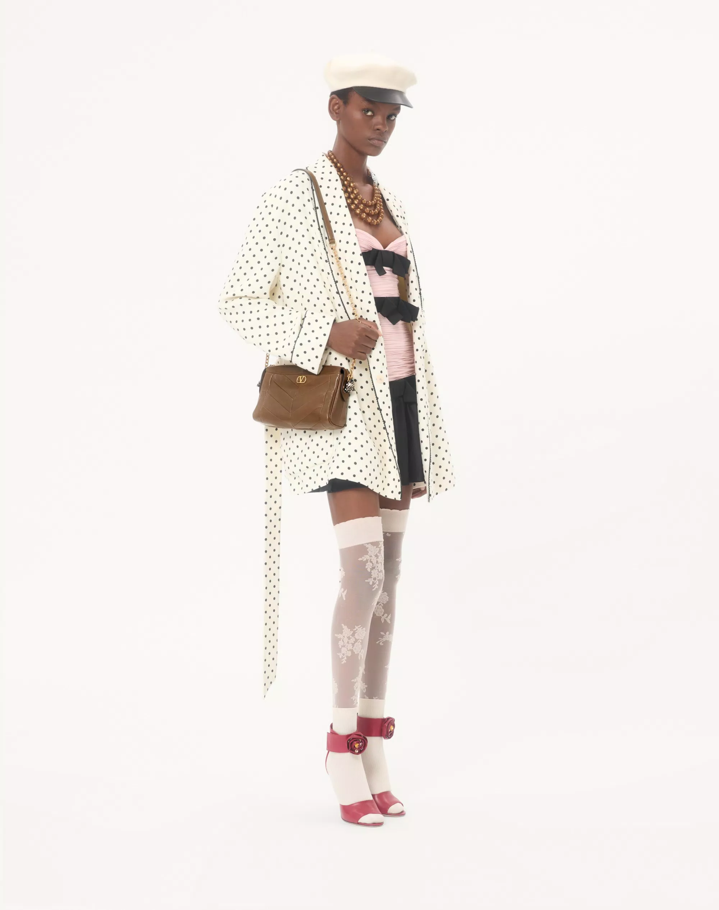 Valentino Garavani Panthea Small Shoulder Bag In Nappa Leather With A Chevron Pattern