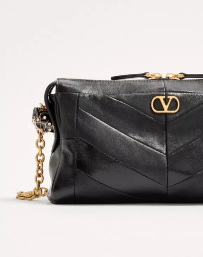 Valentino Garavani Panthea Small Shoulder Bag In Nappa Leather With A Chevron Pattern