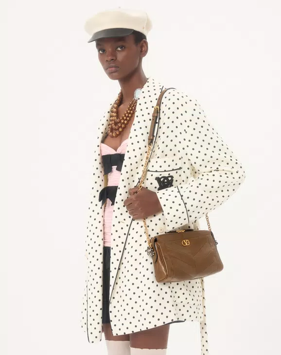 Valentino Garavani Panthea Small Shoulder Bag In Nappa Leather With A Chevron Pattern