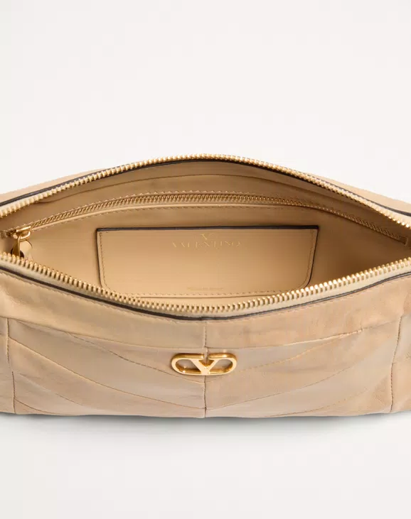 Valentino Garavani Panthea Small Shoulder Bag In Nappa Leather With A Chevron Pattern