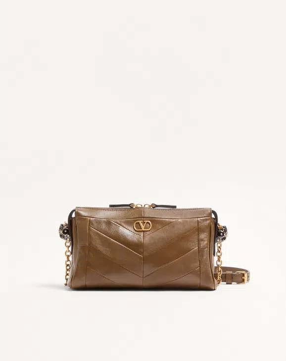 Valentino Garavani Panthea Small Shoulder Bag In Nappa Leather With A Chevron Pattern