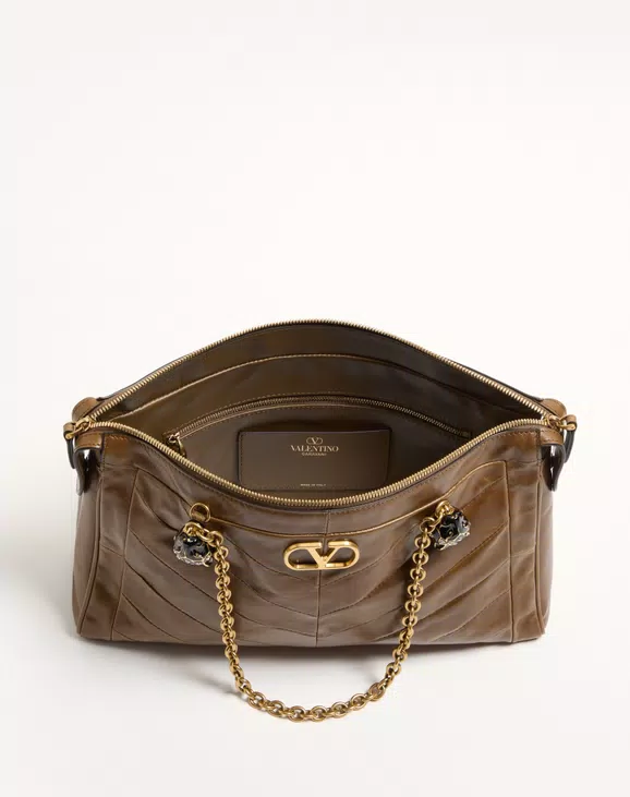 Valentino Garavani Panthea Shoulder Bag In Nappa Leather With Chevron Pattern